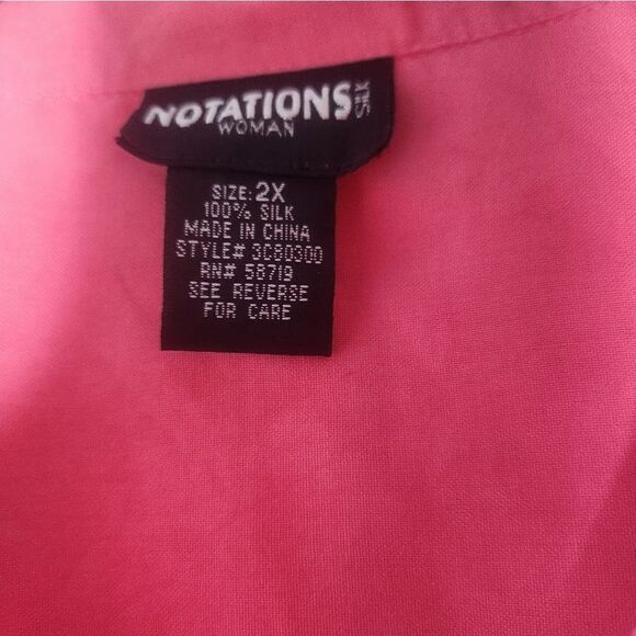 Vtg Nations Silk 2X 100%SILK  Pink 3/4 Slve Pockets ButtonsUp Women ShirtBlouse - Picture 2 of 6